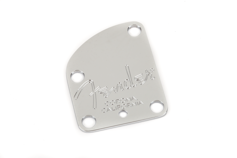 Fender American Deluxe Guitar 4-Bolt Neck Plate with Mounting Screws, Chrome 0059209049