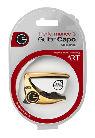 G7th Performance 3 Guitar Capo for Steel String Guitars, Gold
