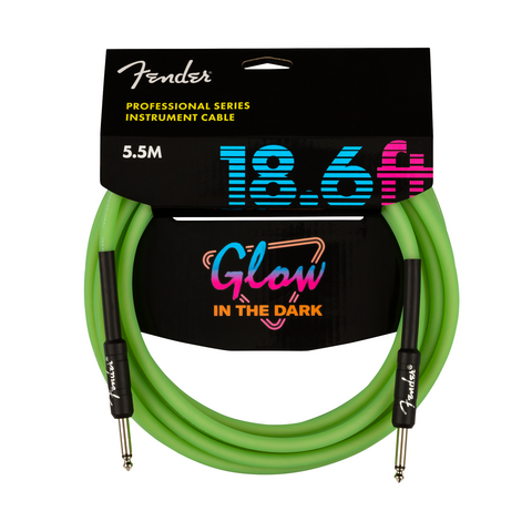 Fender 18.6 Ft Professional Glow in the Dark Cable, Green, 0990818119
