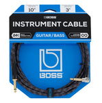 Boss 10 Ft Instrument Cable, Straight to Right-Angle - BIC-10A