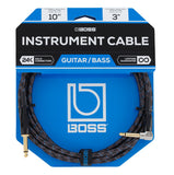 Boss 10 Ft Instrument Cable, Straight to Right-Angle - BIC-10A