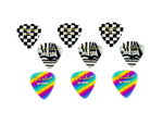 Fender 351 Shape Premium Celluloid Assorted Picks Medium (12) Rainbow, Checker & Zebra