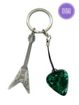 Grover Allman Electric Guitar Keychain with Green Pick