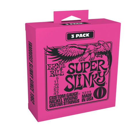 Ernie Ball Super Slinky Nickel Wound Electric Guitar Strings 3 Pack 9-42 Gauge P03223